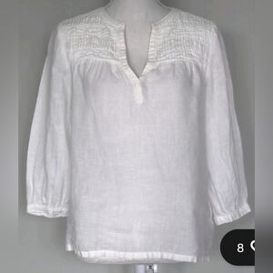Joie 100% Linen Ivory Pintuck Blouse